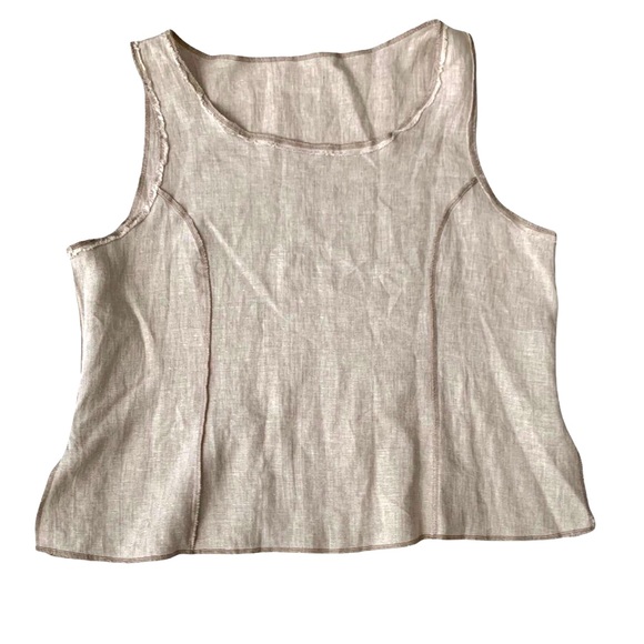 NEW i.c Collection Connie Sz L USA Linen Beige Jacket, Tank Top, & Pants 3pc Set - Picture 6 of 16